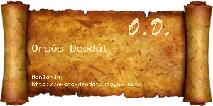 Orsós Deodát névjegykártya